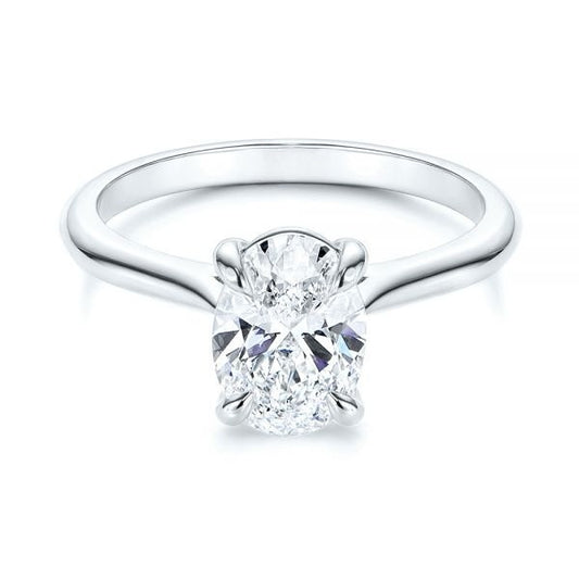 14K White Gold Oval Cut Moissanite Solitaire Engagement Ring  customdiamjewel 10KT White Gold VVS-EF