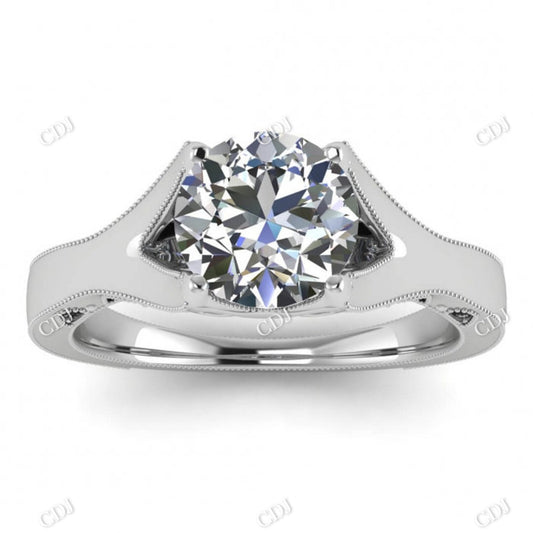 Antique Micro Pave Vintage Band Unique Moissanite Engagement Ring  customdiamjewel 10KT White Gold VVS-EF