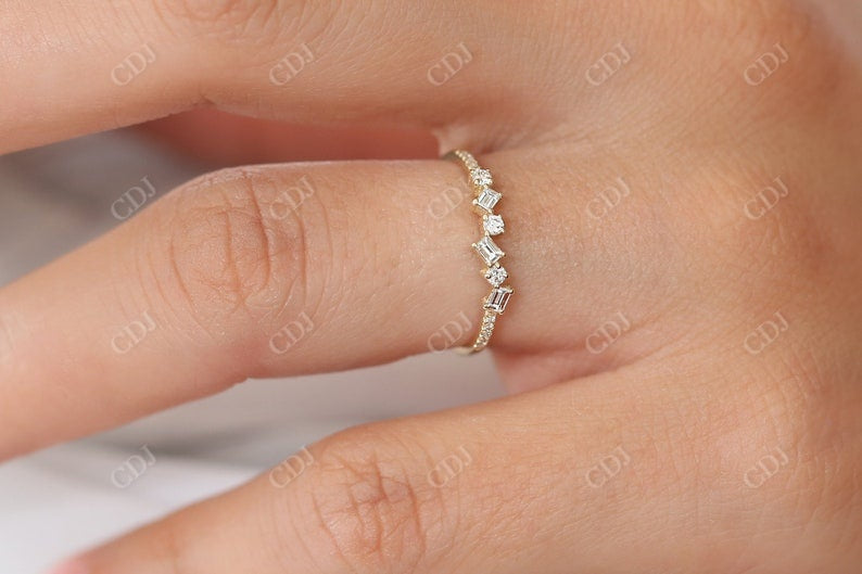 0.32CTW Round And Baguette Cut Natural Diamond Alternating Band  customdiamjewel   