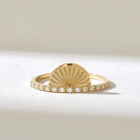 0.15CTW Round Cut Lab Grown Diamond Sunrise Half Eternity Ring  customdiamjewel 10KT Yellow Gold VVS-EF