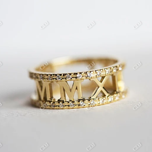 18k Gold Roman Numeral Natural Diamond Wedding Band  customdiamjewel 10KT Yellow Gold VVS-EF