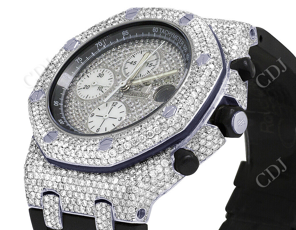 AP 42MM Rubber Strap Men's Luxury Diamond Watch (12.5 CTW)  customdiamjewel   