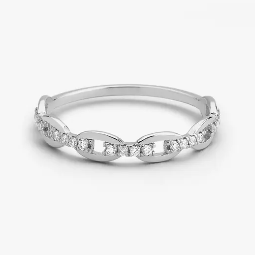 0.18 Unique Lab grown Diamond Wedding Band  customdiamjewel 10KT White Gold VVS-EF