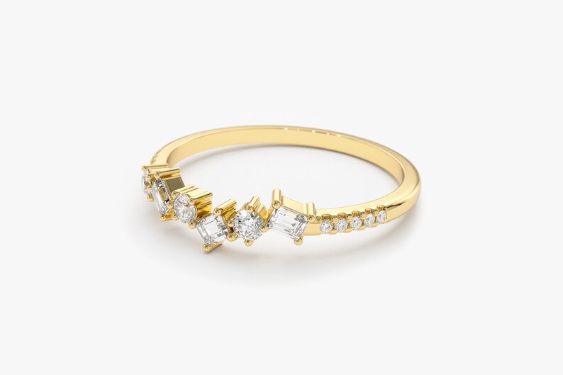 0.32CTW Round And Baguette Cut Natural Diamond Alternating Band  customdiamjewel   