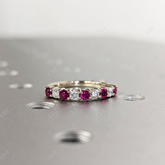 14k Gold Ruby And Diamond Eternity Wedding Band  customdiamjewel   