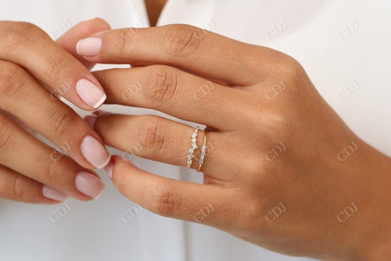 0.32CTW Round And Baguette Cut Natural Diamond Alternating Band  customdiamjewel   