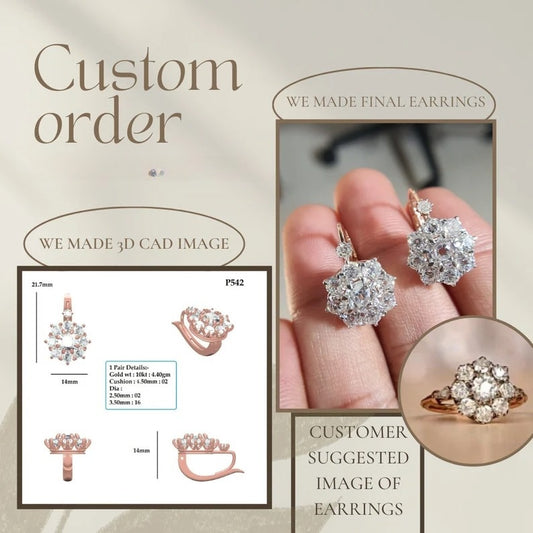 Old Mine Cushion Cut Diamond Cluster Earrings For Women  customdiamjewel   
