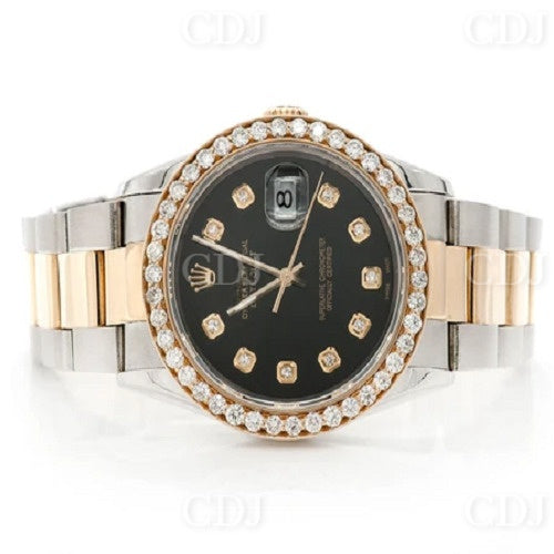 Black Dial Round Bezel Rolex Diamond Watch ( 2.00CTW)  customdiamjewel   