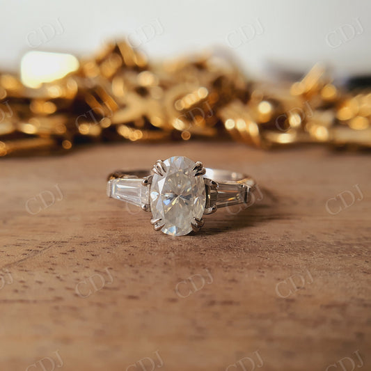1.38CT Oval Cut 3 Stone Moissanite Engagement Ring  customdiamjewel   