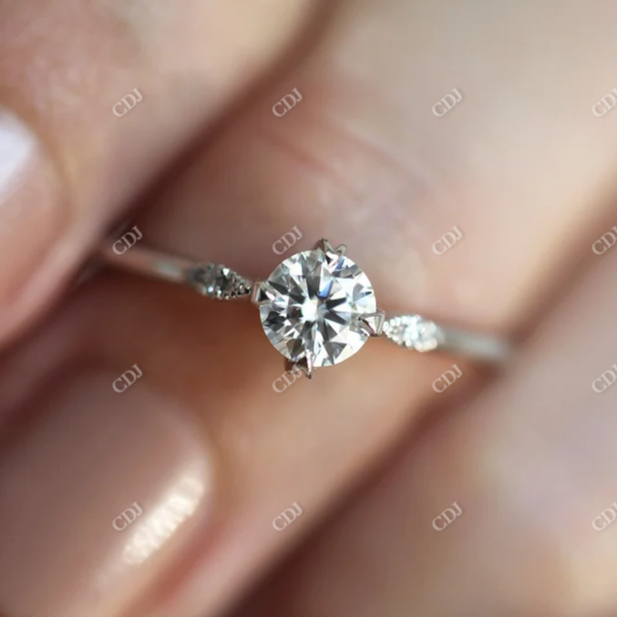 0.51ctw Round Moissanite Solitaire Ring  customdiamjewel 10KT White Gold VVS-EF
