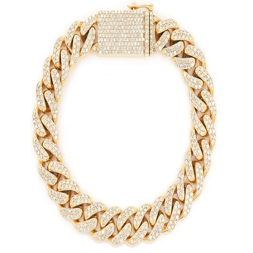 18K Gold Diamond Cuban Bracelet For Men  customdiamjewel   
