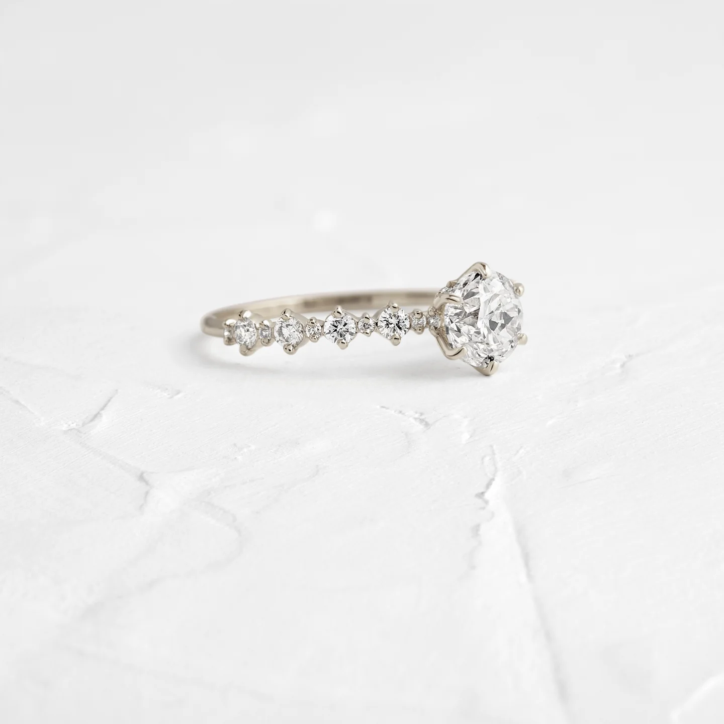 Wavelet Round Cut Moissanite Cluster Engagement Ring  customdiamjewel   