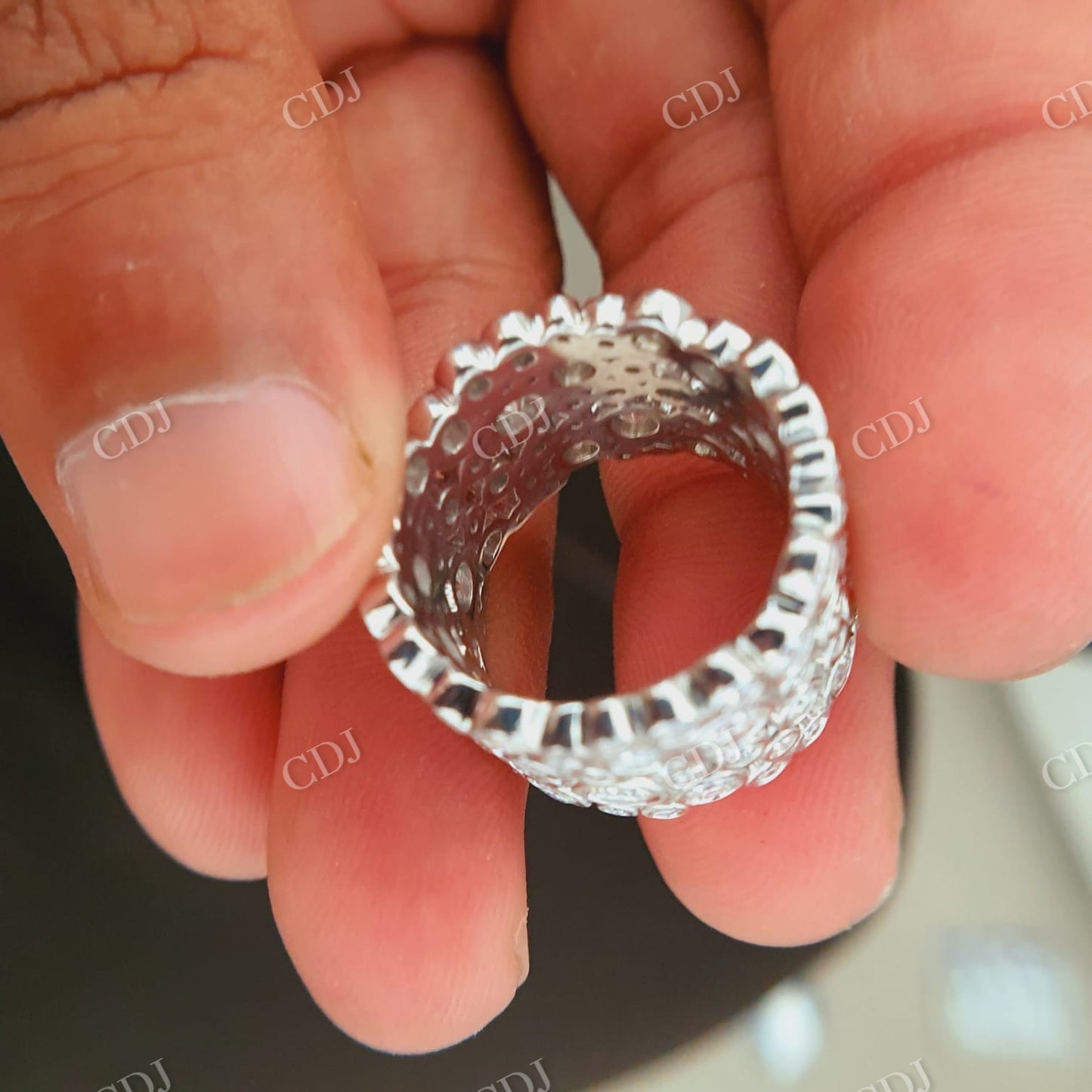 Bubble Style Moissanite Thick Wedding Ring For Woman  customdiamjewel   