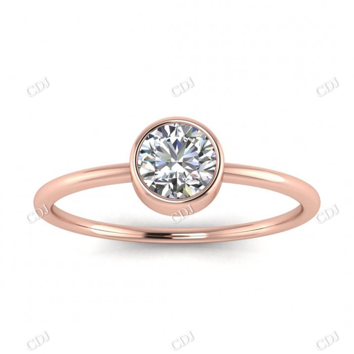 White Gold Bezel Thin Band Moissanite Solitaire Engagement Ring  customdiamjewel 10KT Rose Gold VVS-EF