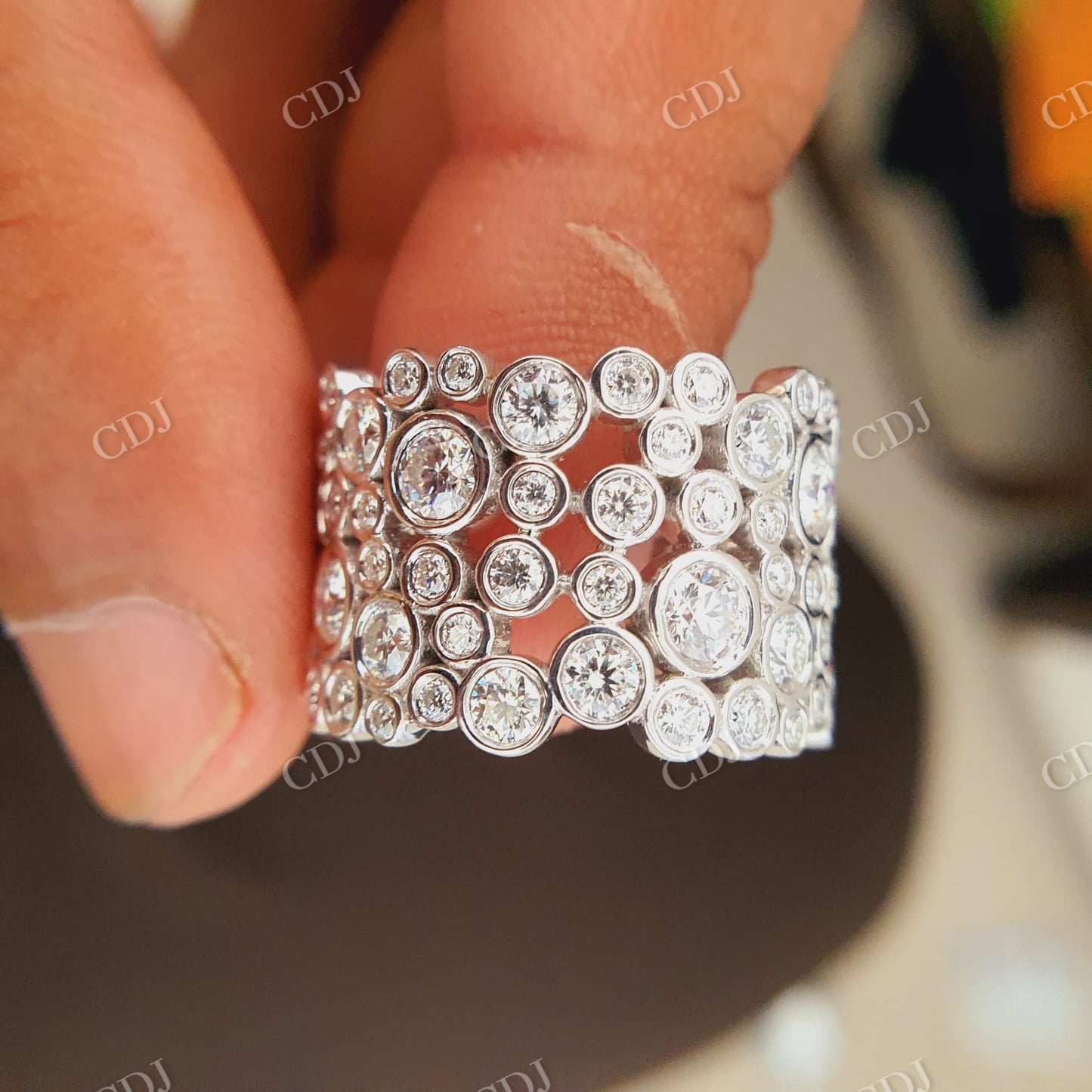 Bubble Style Moissanite Thick Wedding Ring For Woman  customdiamjewel   