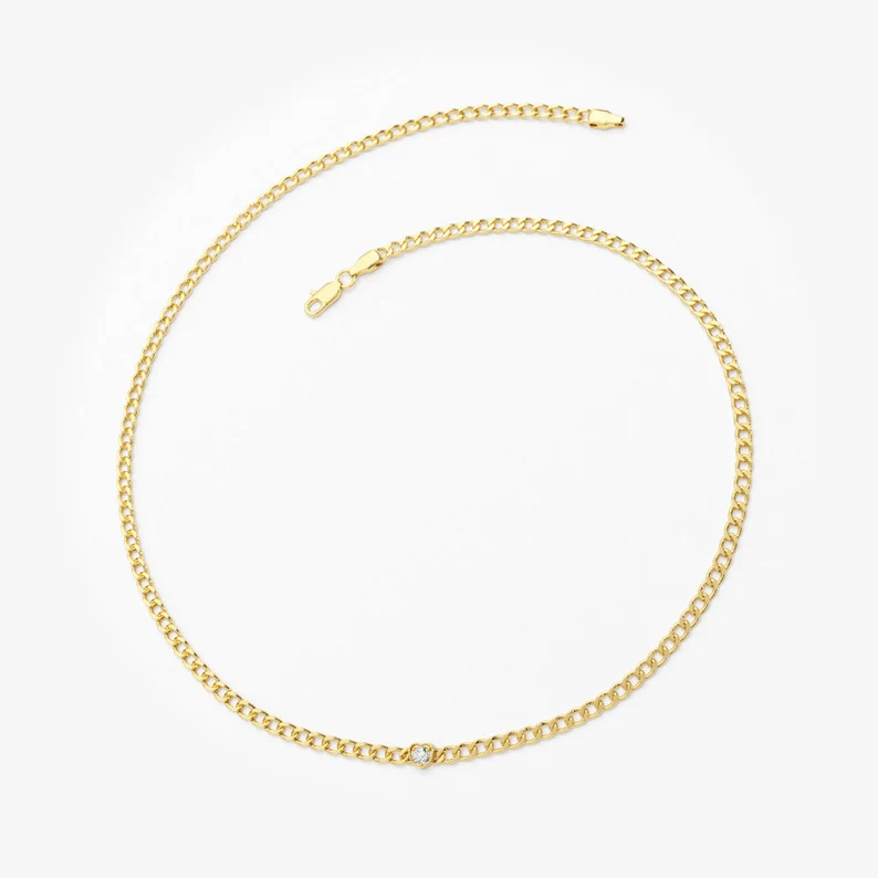 14k Gold Link Chain Heart Cut Natural Diamond Bezel Set Bracelet  customdiamjewel   