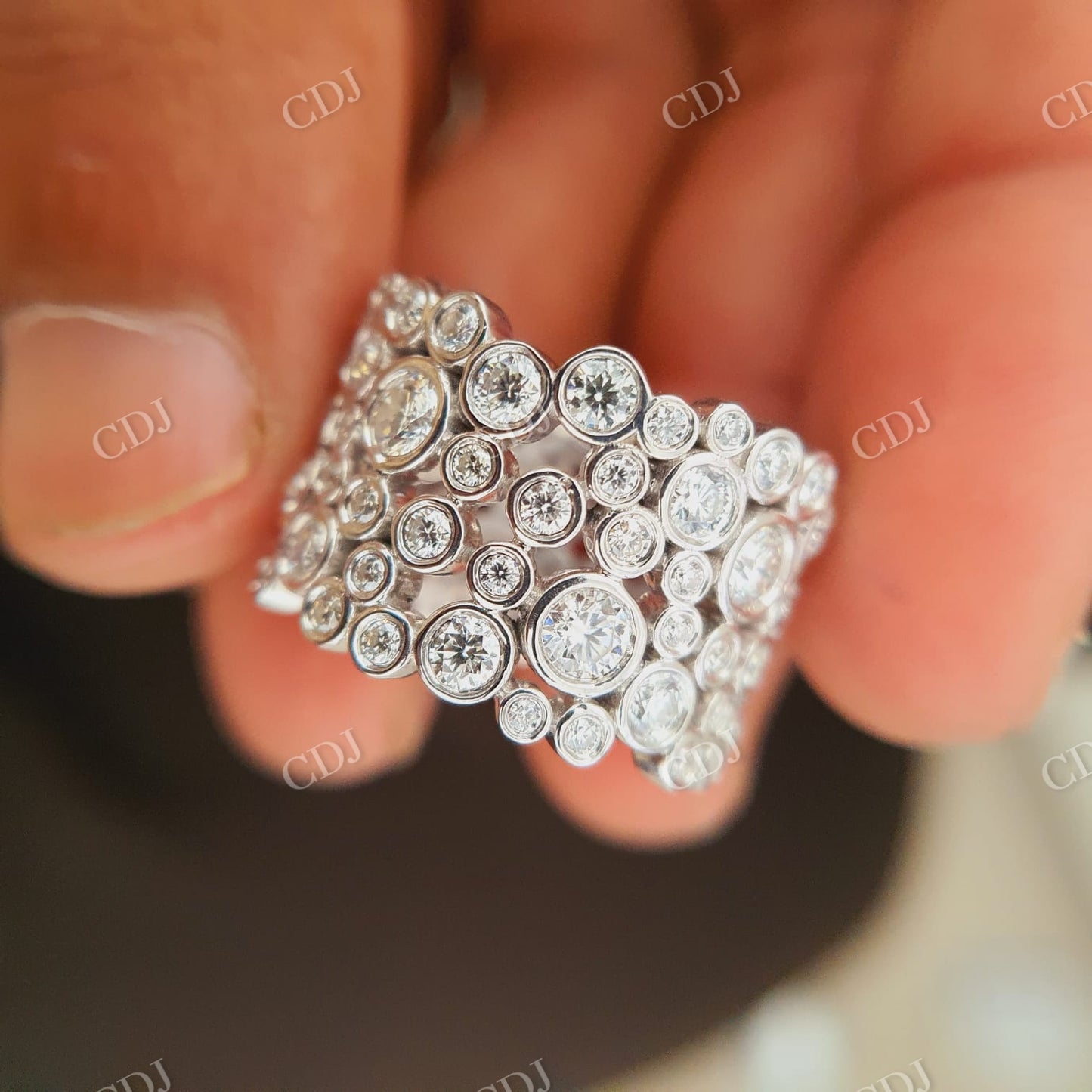 Bubble Style Moissanite Thick Wedding Ring For Woman  customdiamjewel   