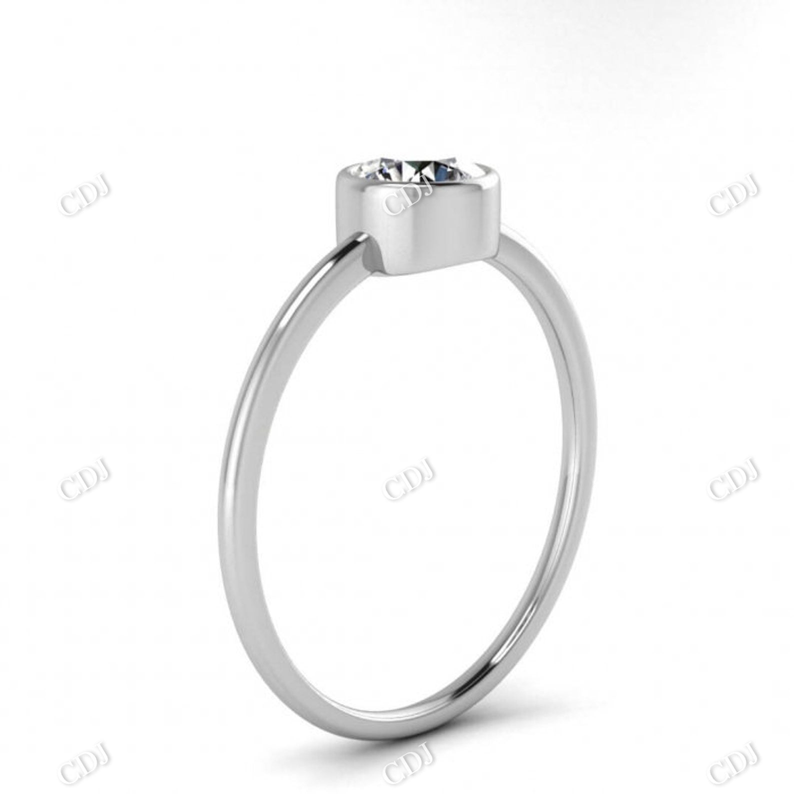 White Gold Bezel Thin Band Moissanite Solitaire Engagement Ring  customdiamjewel   
