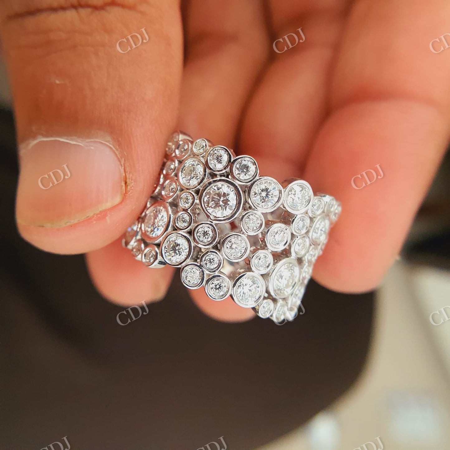 Bubble Style Moissanite Thick Wedding Ring For Woman  customdiamjewel   