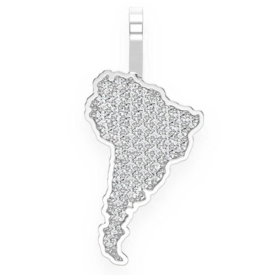 0.25CTW South America Continent Round Diamond Pendant  customdiamjewel   