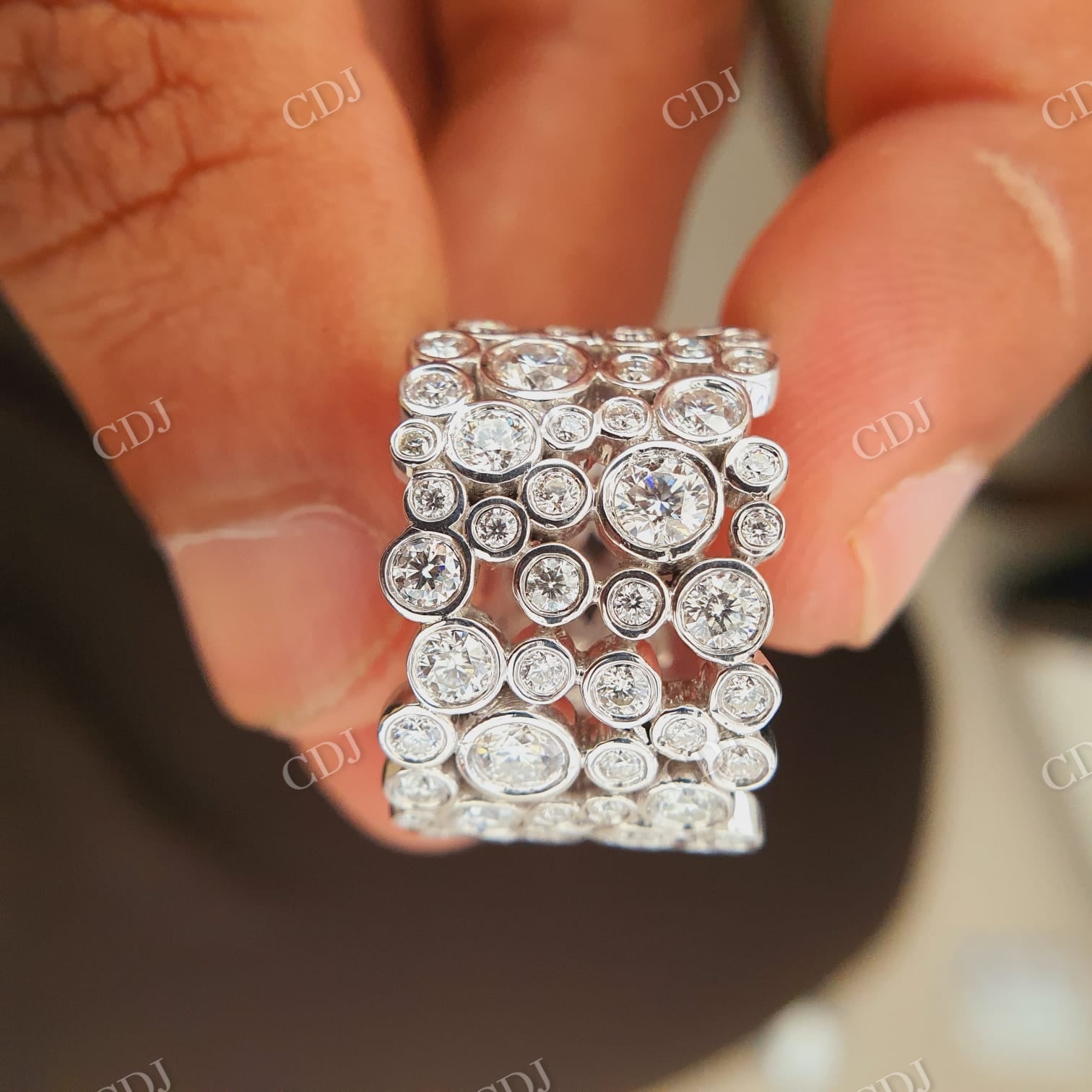 Bubble Style Moissanite Thick Wedding Ring For Woman  customdiamjewel   