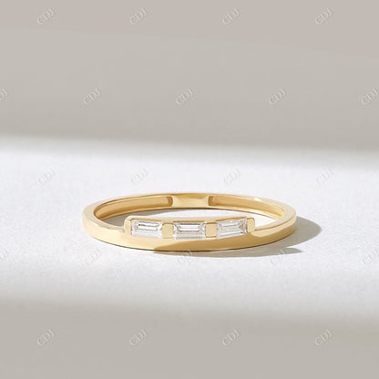 0.15CTW Baguette Cut Lab Grown Diamond Three Stone Wedding Band  customdiamjewel 10KT Yellow Gold VVS-EF
