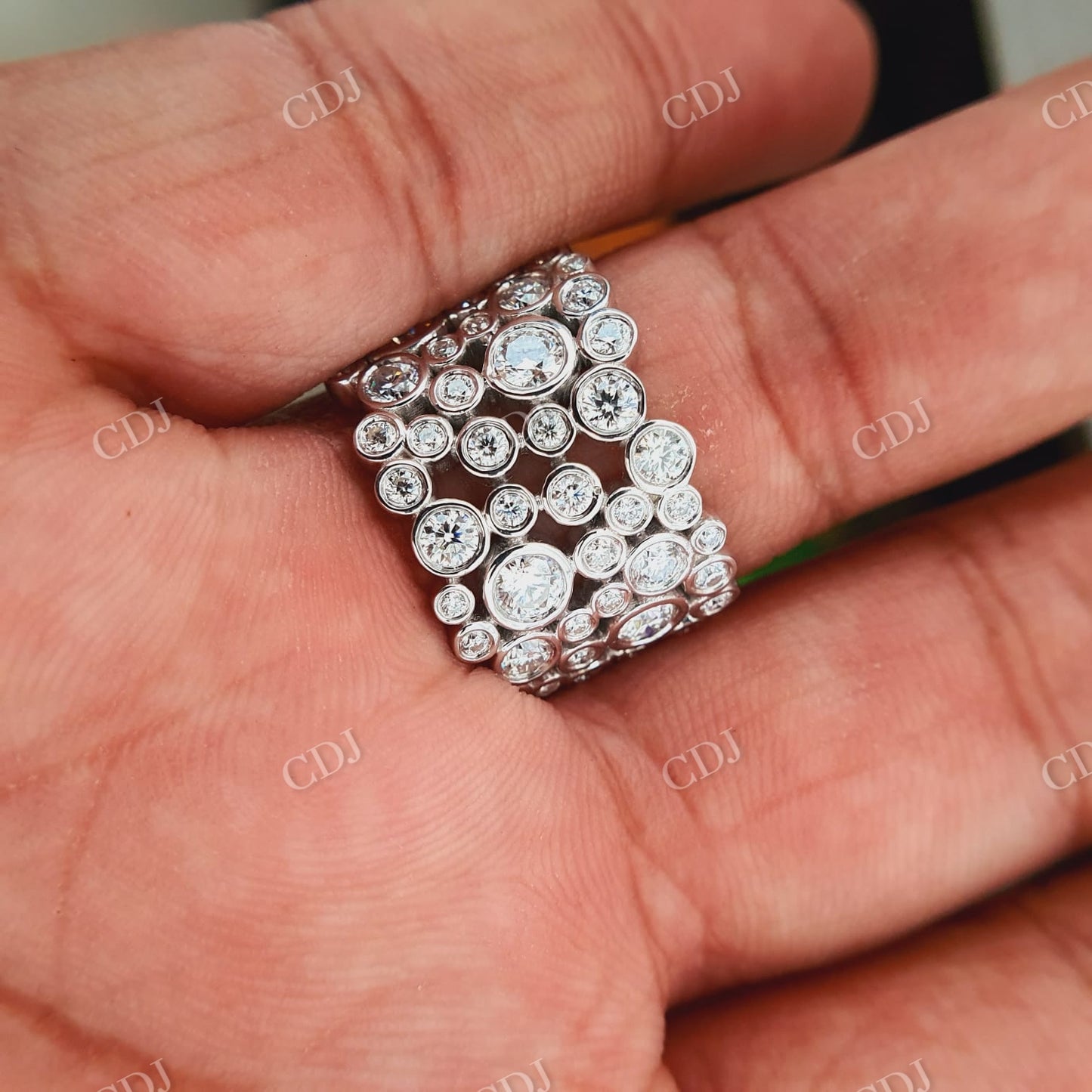 Bubble Style Moissanite Thick Wedding Ring For Woman  customdiamjewel   