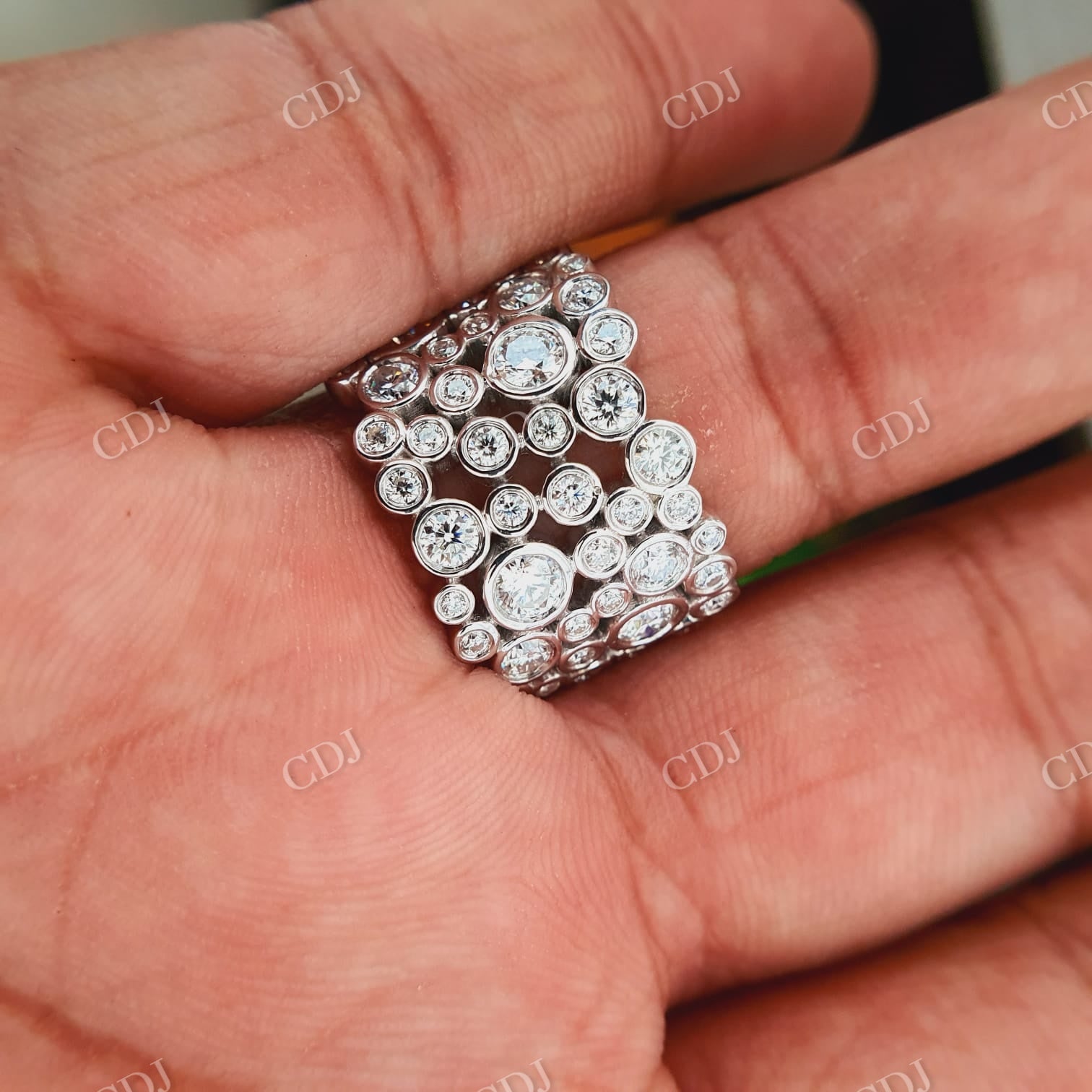 Bubble Style Moissanite Thick Wedding Ring For Woman  customdiamjewel   