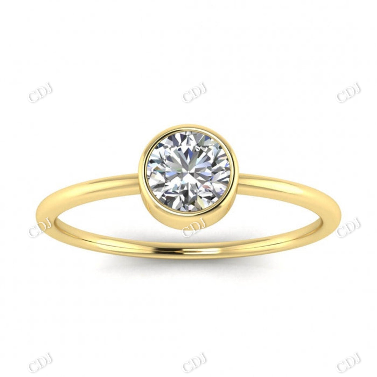 White Gold Bezel Thin Band Moissanite Solitaire Engagement Ring  customdiamjewel 10KT Yellow Gold VVS-EF