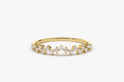 0.15CTW Natural Diamond Half Eternity Dainty Stackable Ring  customdiamjewel 10KT Yellow Gold VVS-EF