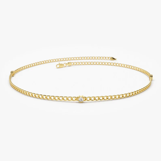 14k Gold Link Chain Heart Cut Natural Diamond Bezel Set Bracelet  customdiamjewel   
