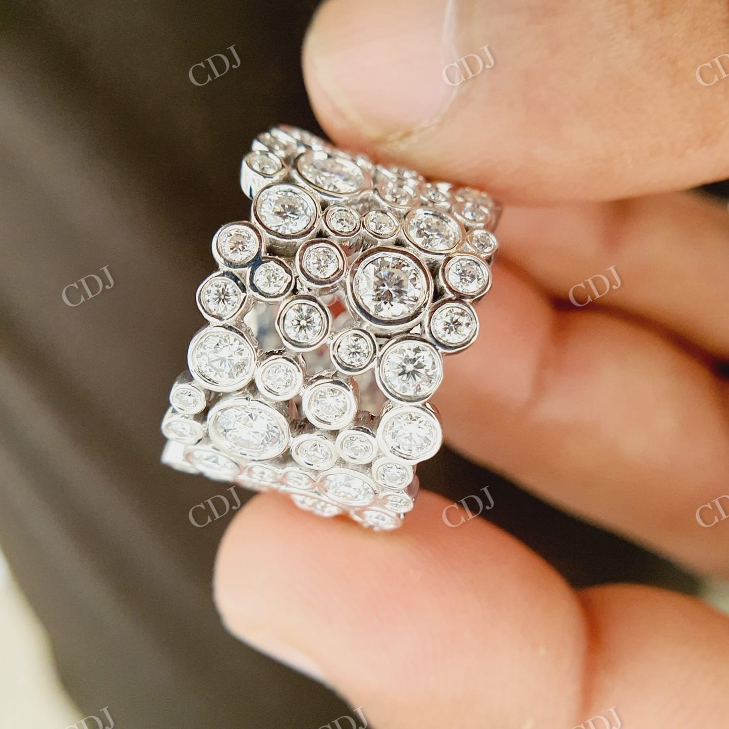 Bubble Style Moissanite Thick Wedding Ring For Woman  customdiamjewel   