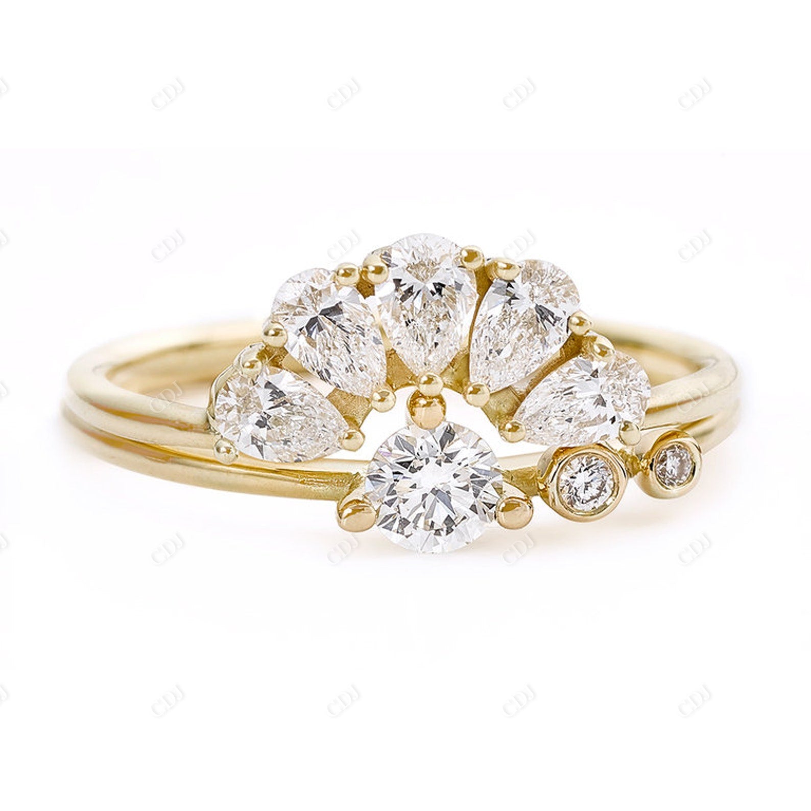 0.5CTW Pear Cut Lab Grown Diamond Crown Ring  customdiamjewel   