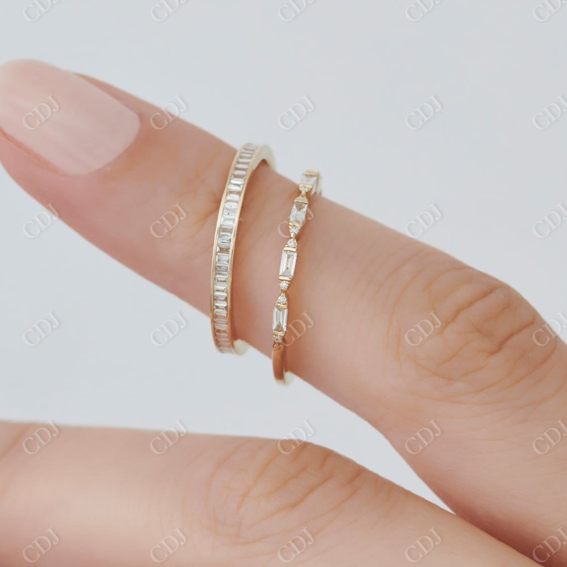 0.19CTW Baguette Cut Natural Diamond Half Eternity Wedding Band  customdiamjewel   