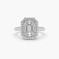2.23CTW Emerald Cut Illusion Setting Halo Engagement Ring  customdiamjewel 10KT White Gold VVS-EF