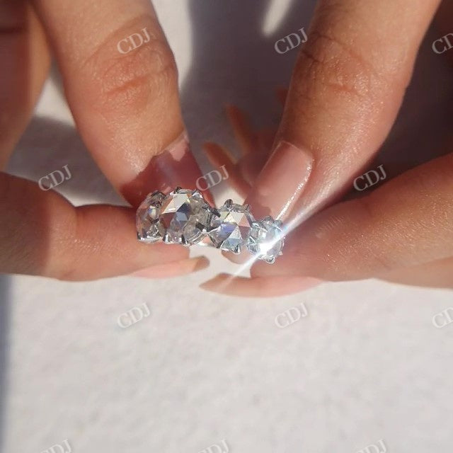 Round Rose Cut Moissanite Wedding band  customdiamjewel   