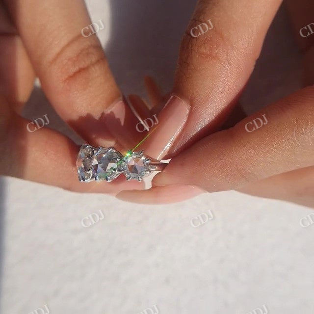 Round Rose Cut Moissanite Wedding band  customdiamjewel   