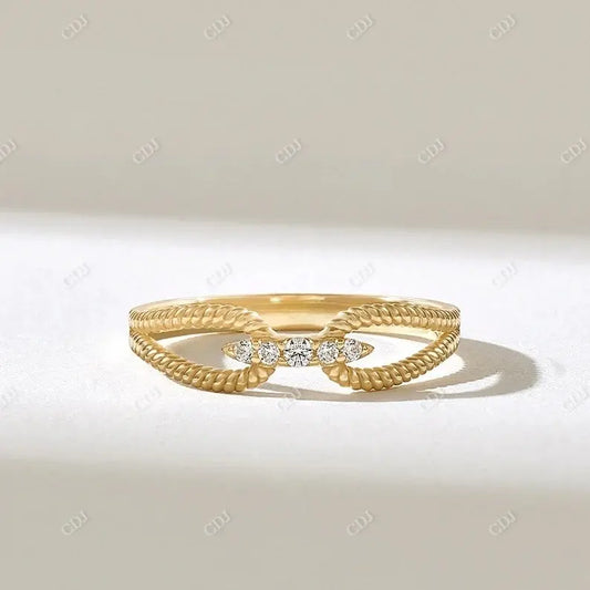 0.06CTW Pave Diamond Twisted Rope Wedding Band  customdiamjewel 10KT Yellow Gold VVS-EF