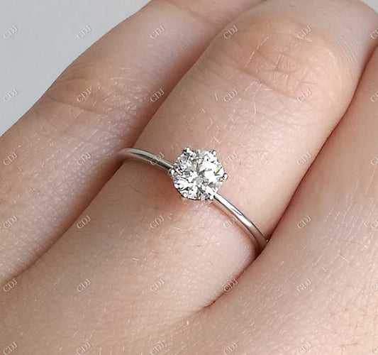 Round cut Moissanite Solitaire Engagement Ring  customdiamjewel 10KT White Gold VVS-EF