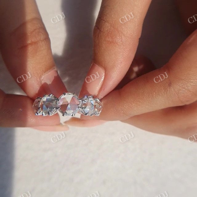 Round Rose Cut Moissanite Wedding band  customdiamjewel   