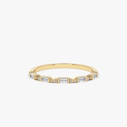 0.19CTW Baguette Cut Natural Diamond Half Eternity Wedding Band  customdiamjewel 10KT Yellow Gold VVS-EF