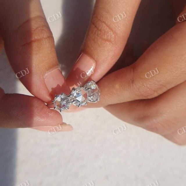 Round Rose Cut Moissanite Wedding band  customdiamjewel   