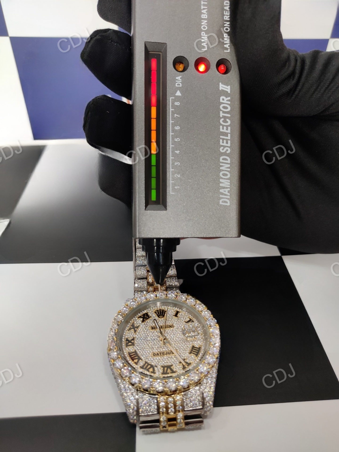 Fully Iced Out Moissanite Two Tone Rolex Bustdown Watch customdiamjewel