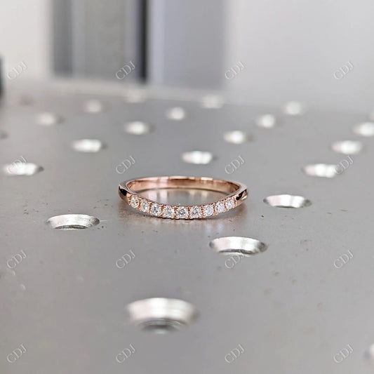 0.08CT Round Diamond Half Eternity Curved Wedding Band  customdiamjewel 10KT Rose Gold VVS-EF