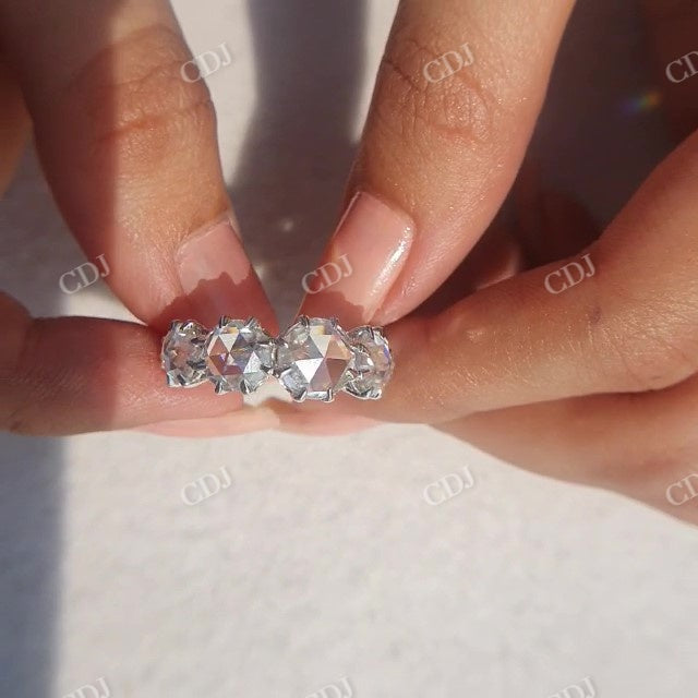 Round Rose Cut Moissanite Wedding band  customdiamjewel   