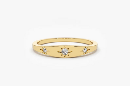 Unique Star Setting Diamond Stacking Wedding Band  customdiamjewel 10KT Yellow Gold VVS-EF