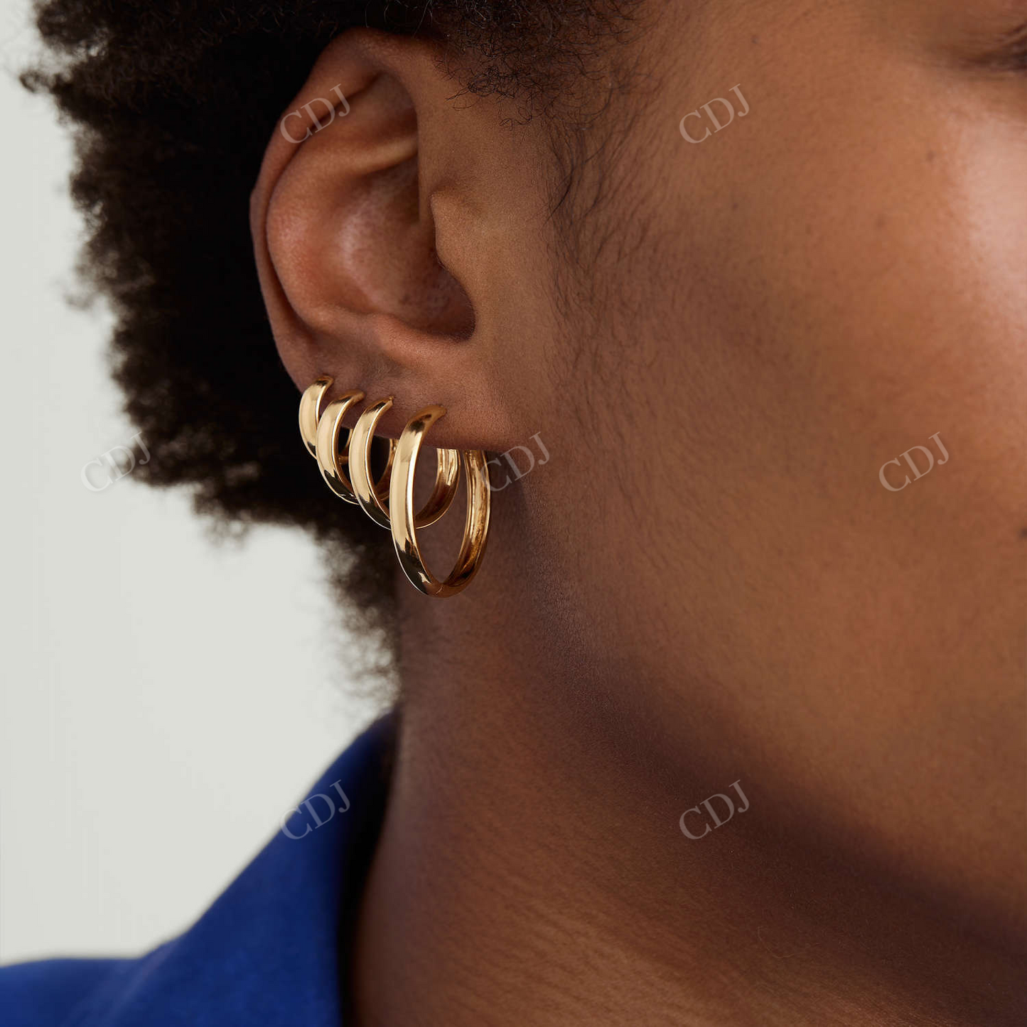 14K Yellow Gold Bold Medium Hoop Earrings