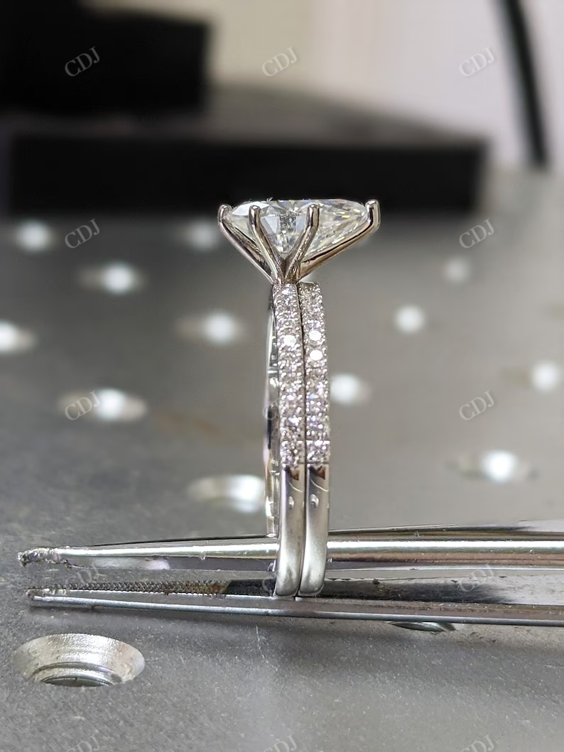 14K Solid Gold Stacking Engagement Ring Set  customdiamjewel   
