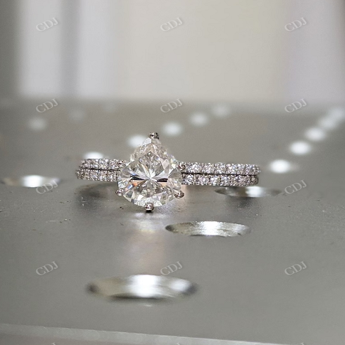 14K Solid Gold Stacking Engagement Ring Set  customdiamjewel 10 KT White Gold VVS-EF