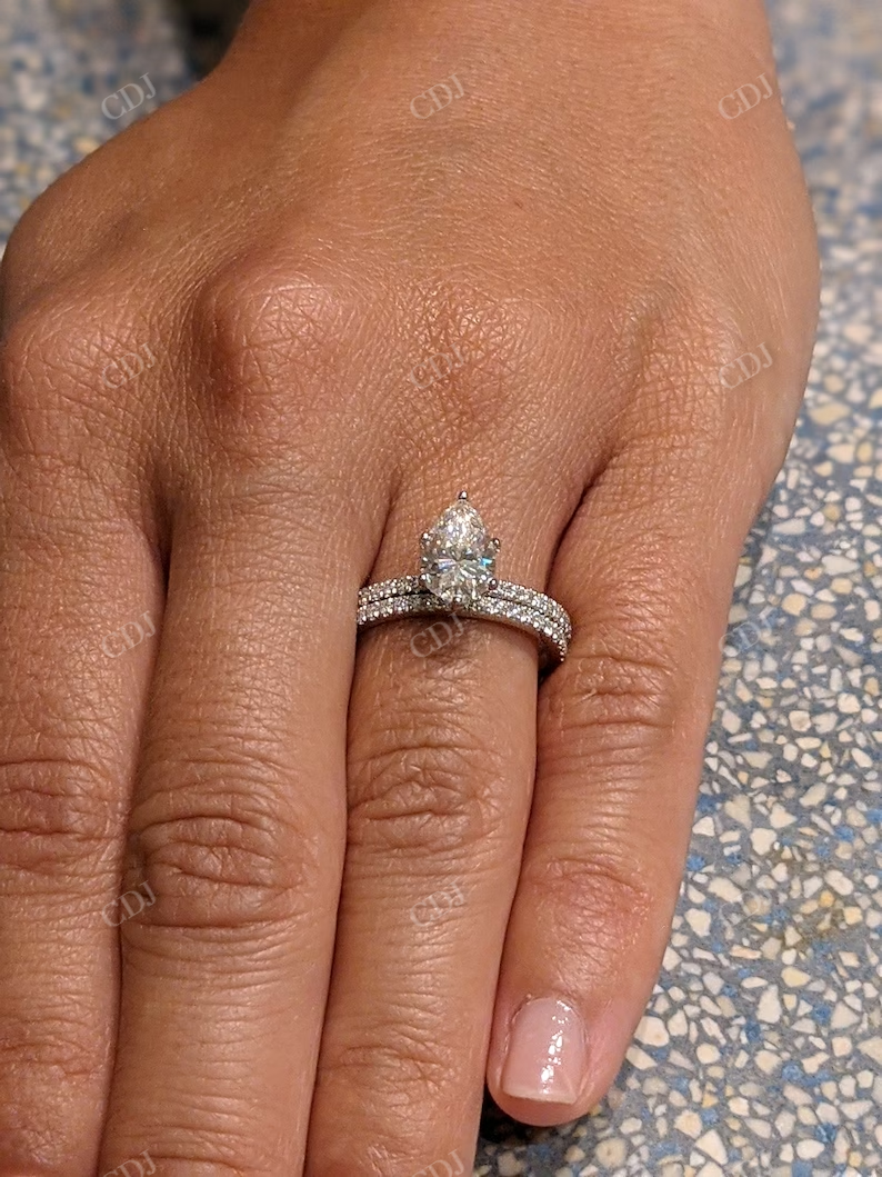 14K Solid Gold Stacking Engagement Ring Set